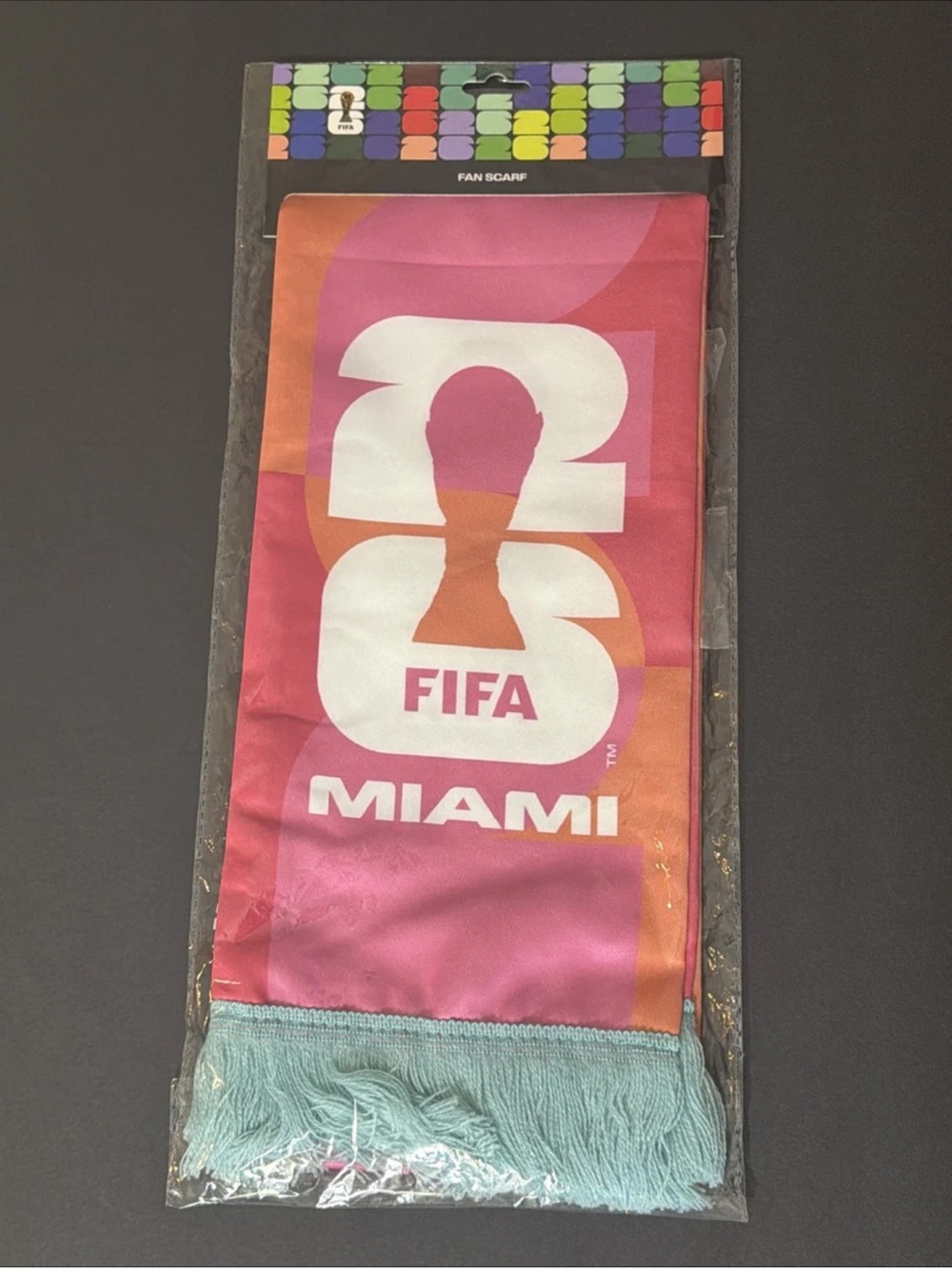 Official FIFA World Cup 2026 Miami Host City Scarf Pink Teal Sealed New
